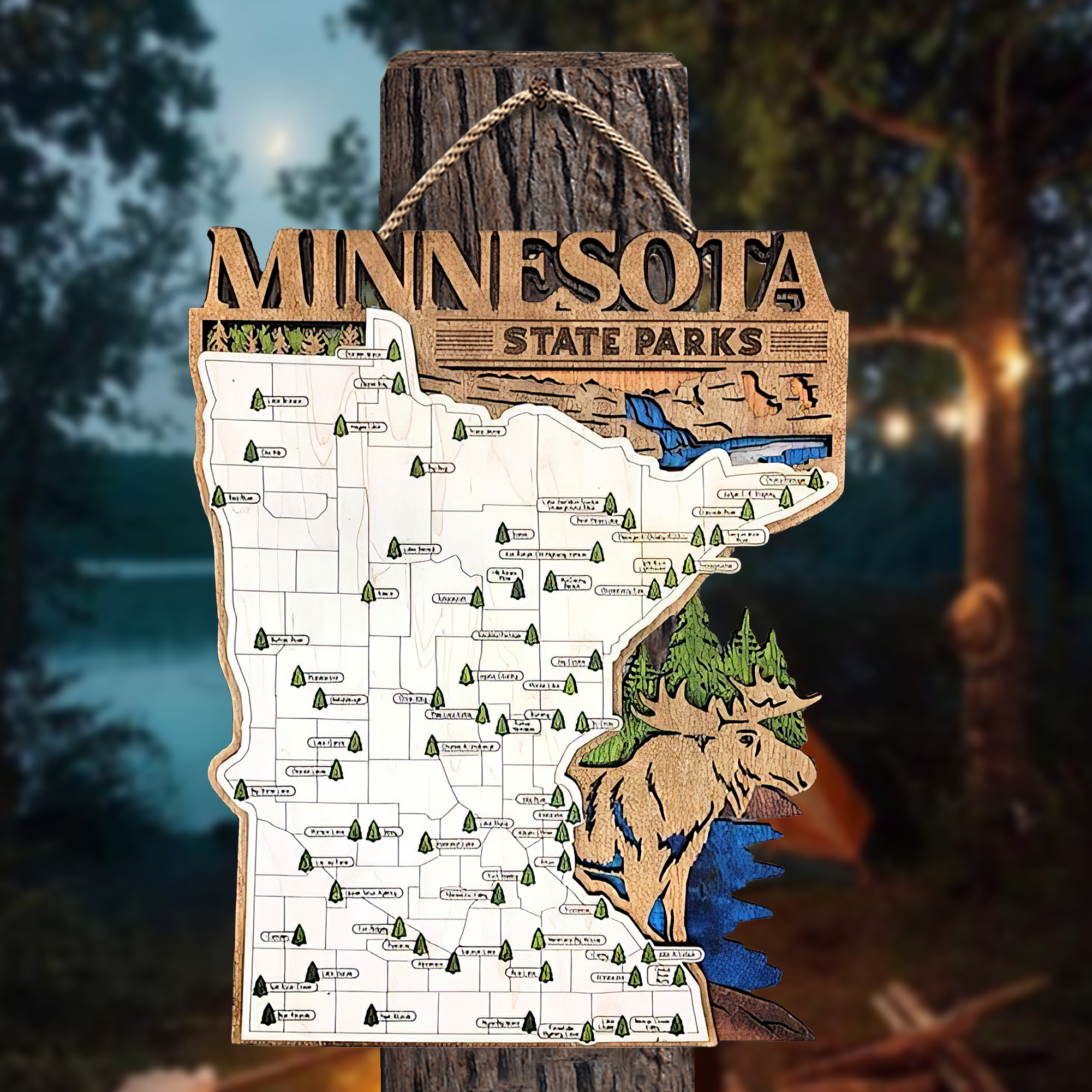 Minnesota State Park Map, Personalized Travel Map, Gift For Travelers