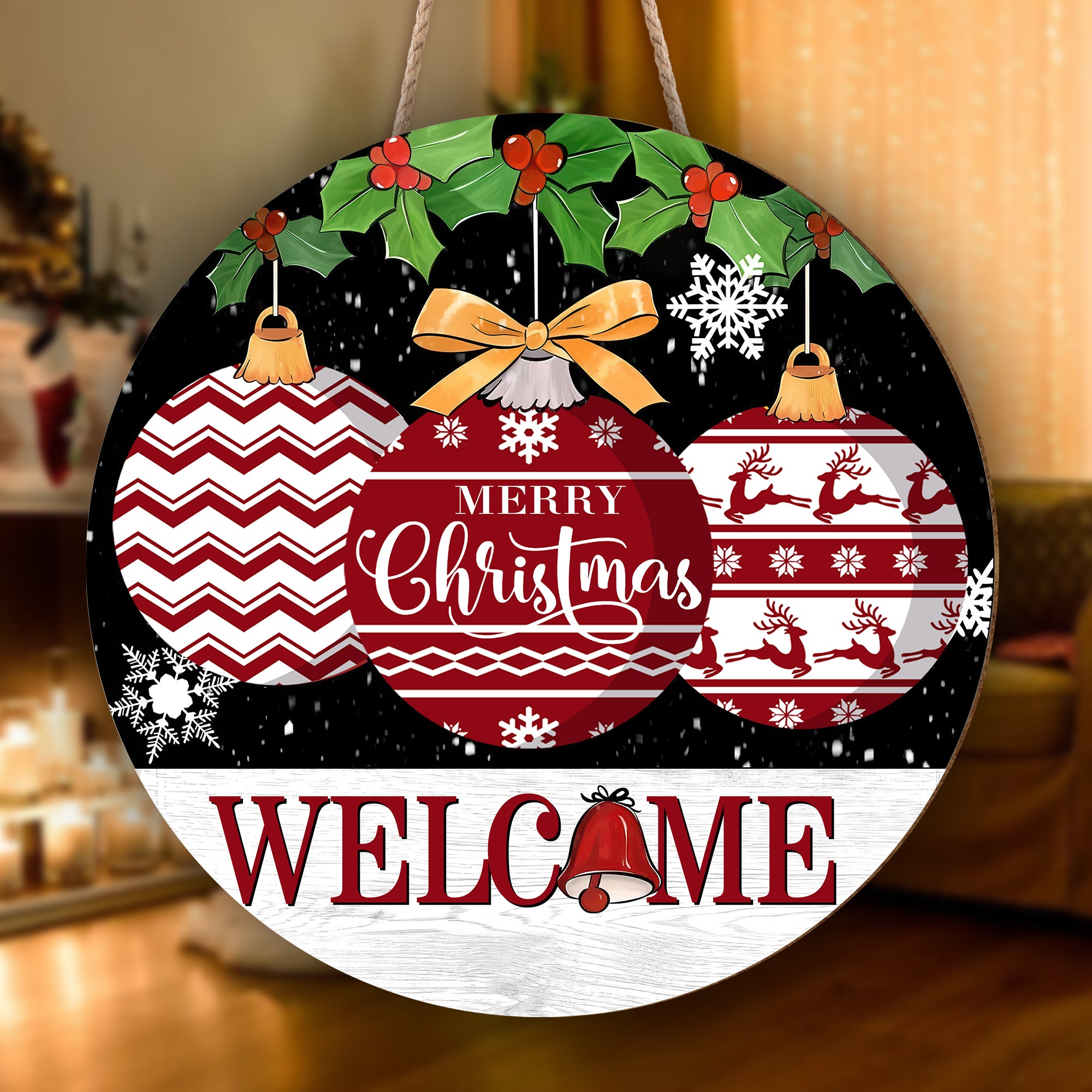 Merry Christmas Wooden Door Sign, Holiday Home Decor, Christmas Gift