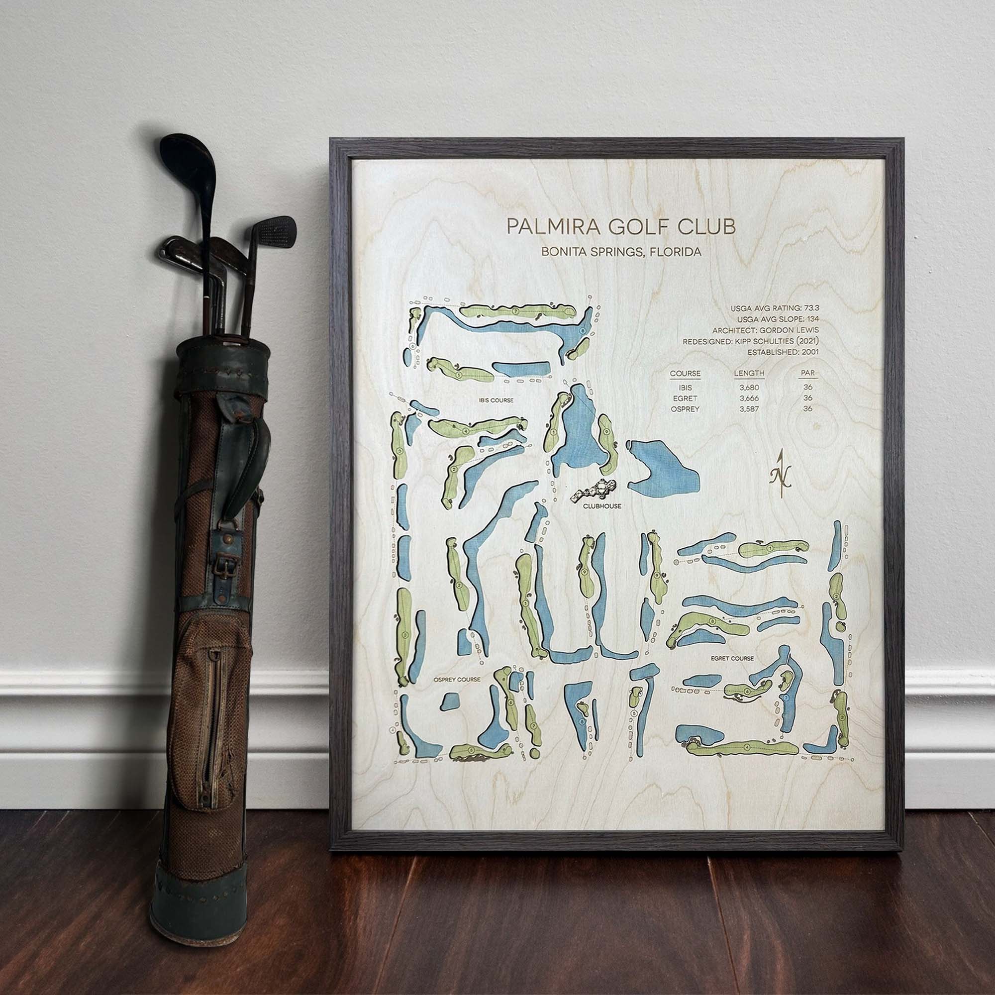 Palmira Golf Club Personalized Golf Course Map, Golf Art, Golf Wood Sign, Gifts For Golf Lovers