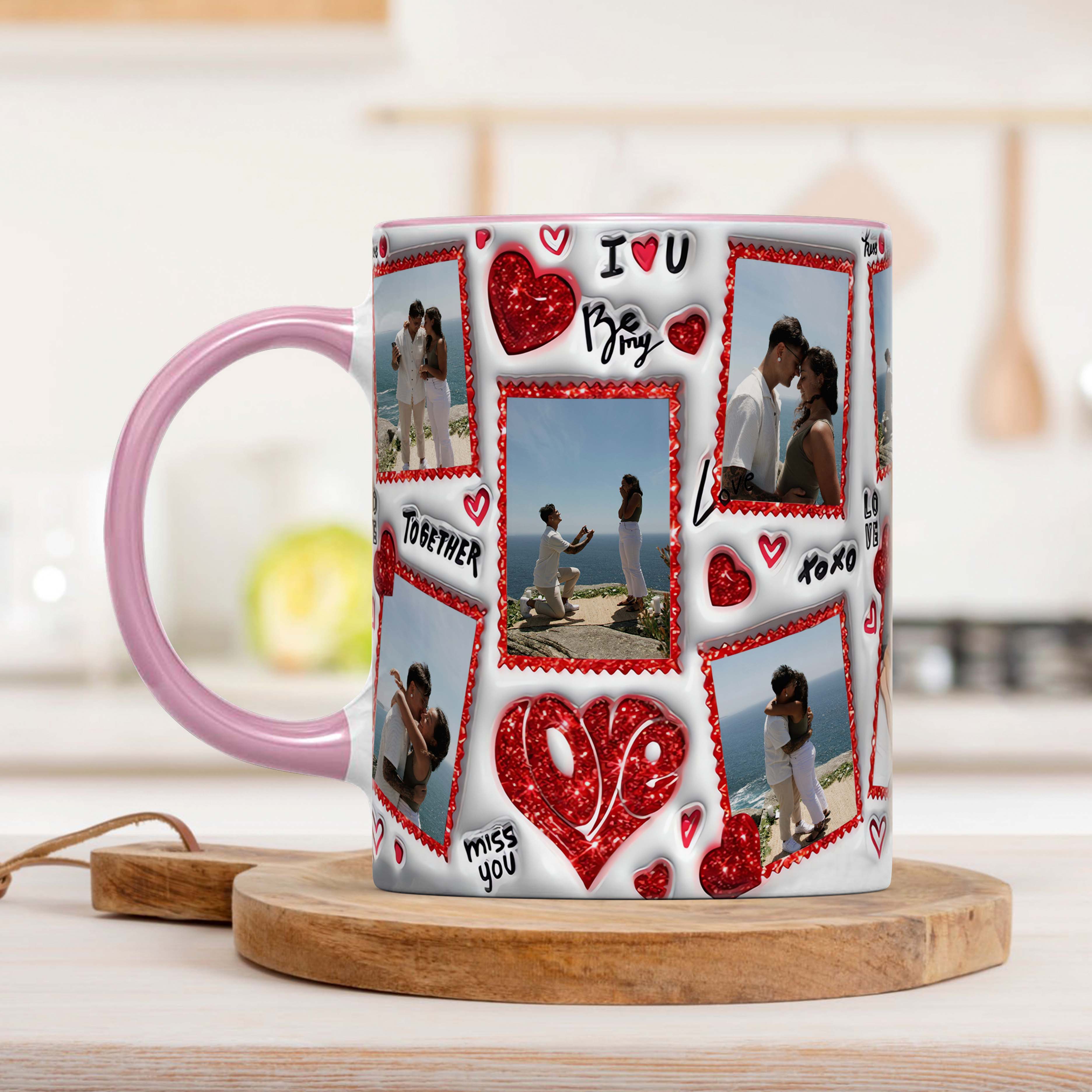 Custom Photo Accent Mug, Two Tone Coffee Mugs, Couple Mug, Valentine's Day Gift