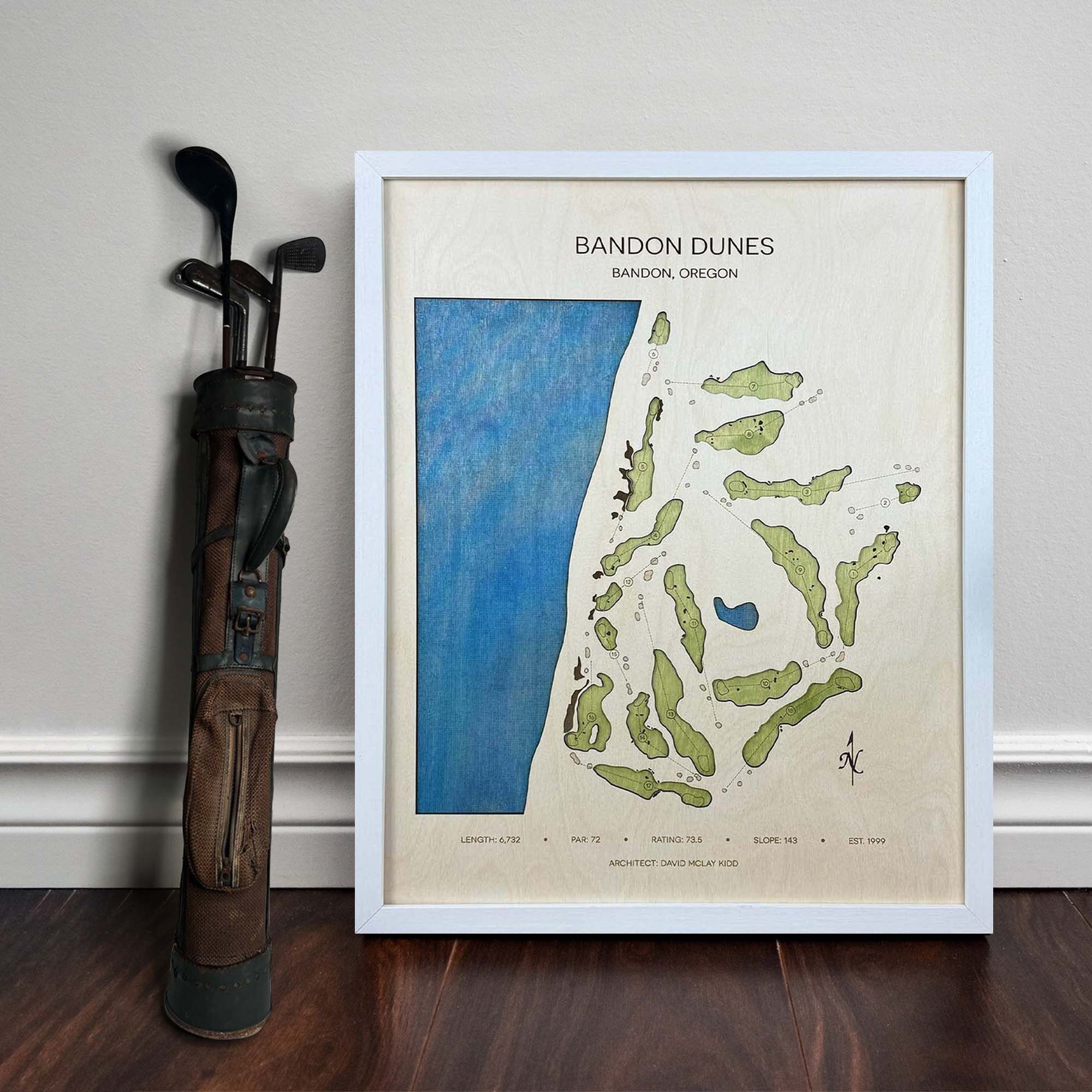 Bandon Dunes Custom Golf Course Map, Golf Art, Golf Wood Sign, Gifts For Golf Lovers