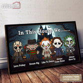 In This House We 2 Layered Halloween Horror Wooden Sign, Horror Movie Sign