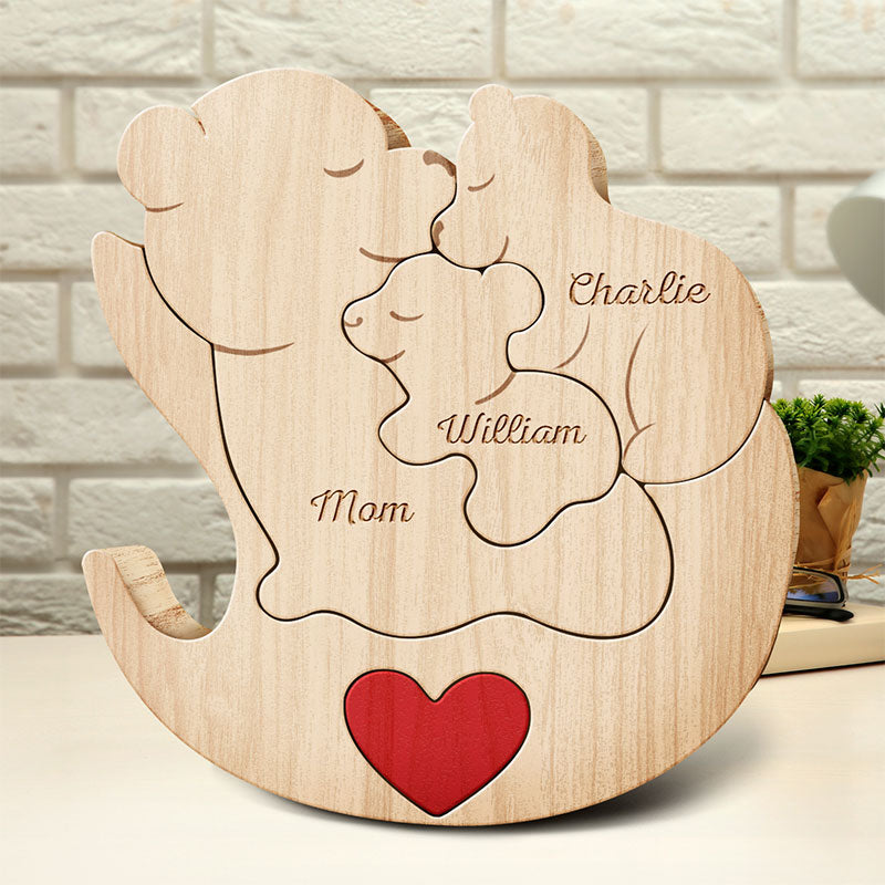 Mama Bear Personalized Shaped Wooden Puzzle, Mother's Day Gifts