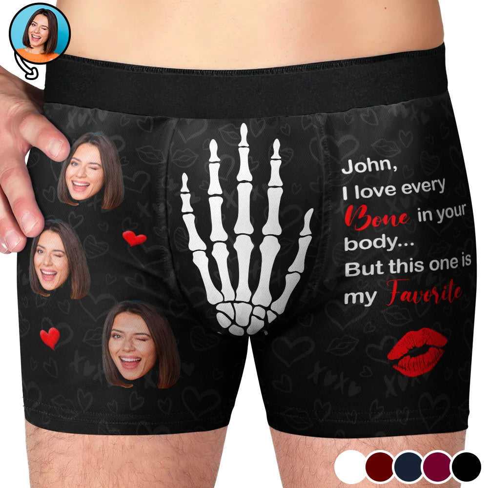 Custom Photo My Favorite Bone Boxer Briefs, Funny Mens Underwear, Men's Boxers