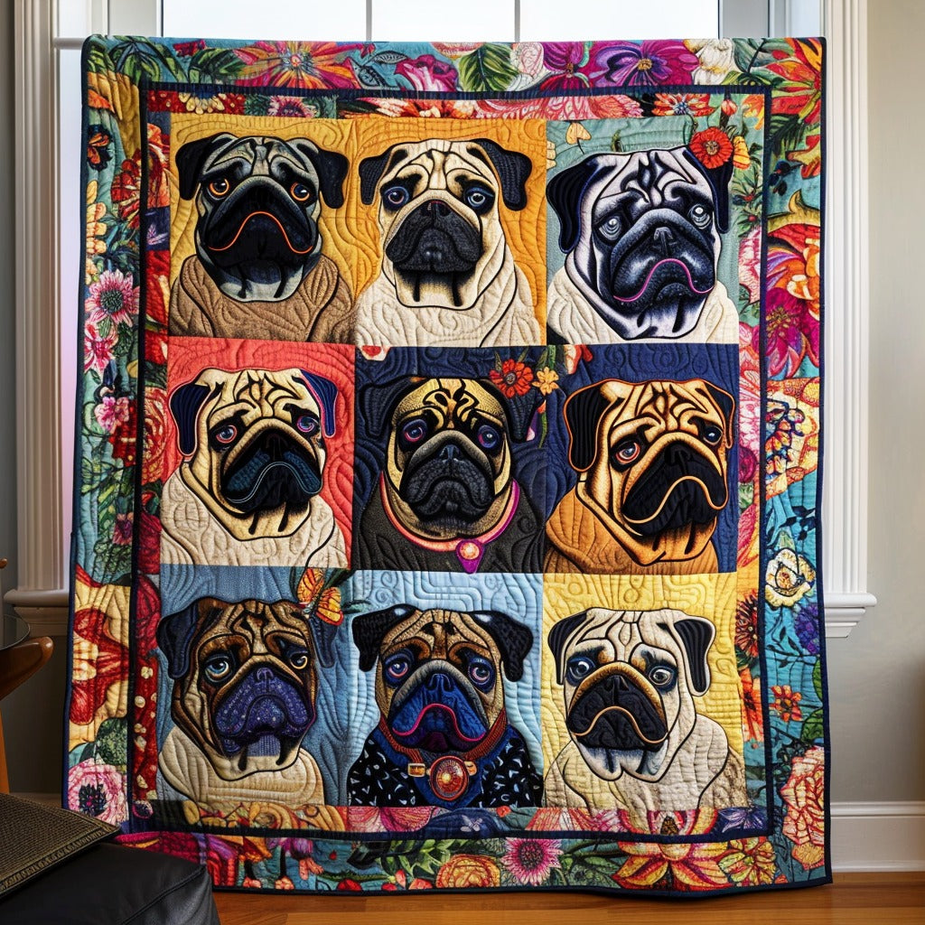 Cute Adorable Pugs Art Blanket, Fleece Blanket, Bedroom Decor, Gift For Dog Lovers