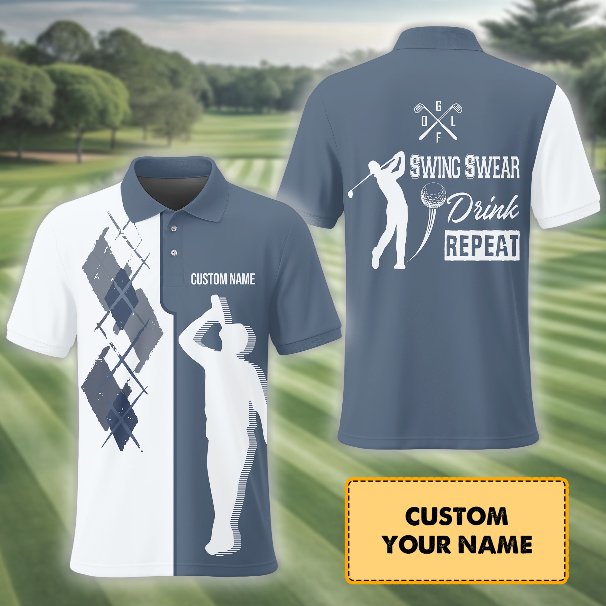 Swing Swear Drink Repeat Golf Shirt, Custom Polo Shirt, Present For Golfer