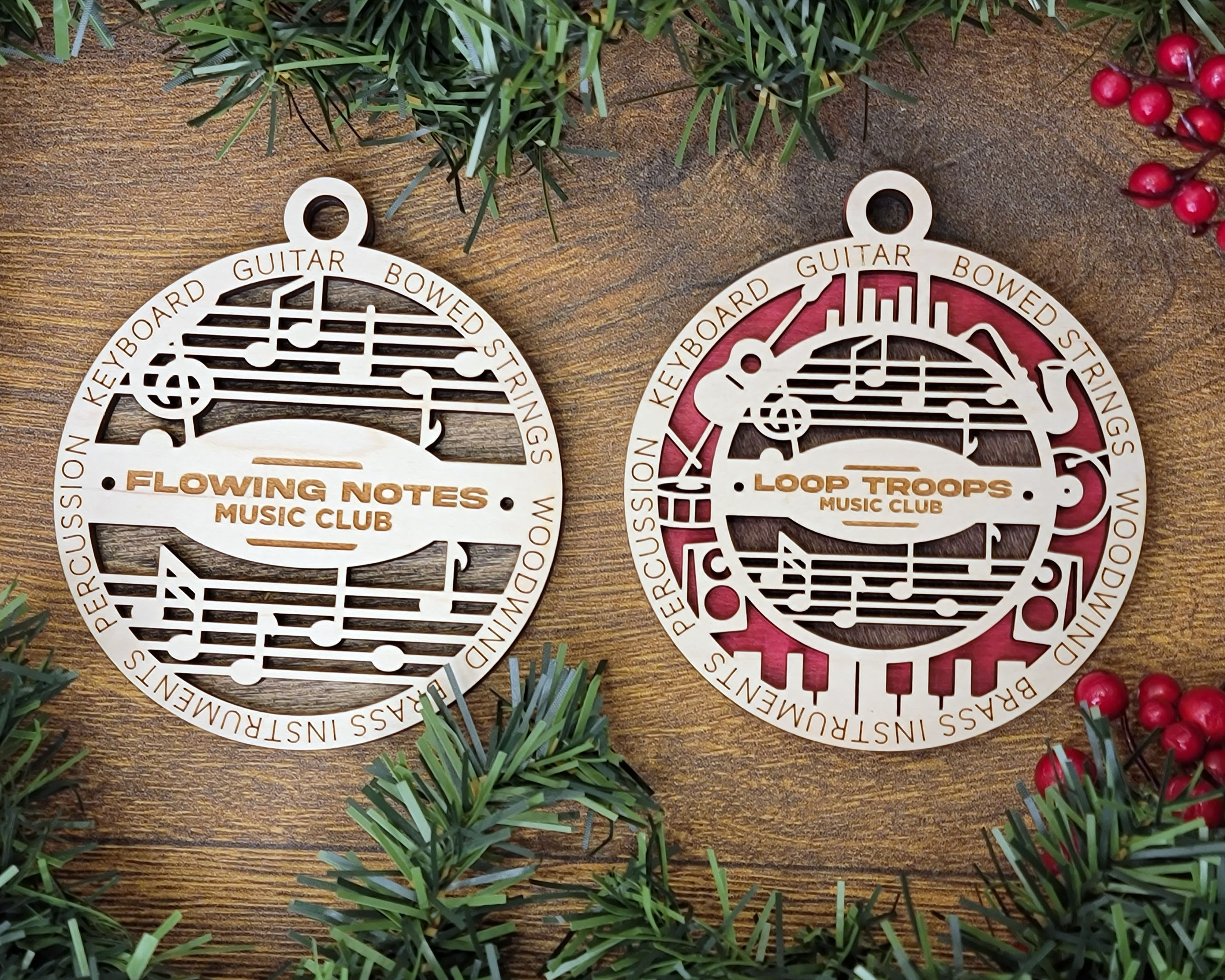 Music Ornaments, Musical Christmas Ornaments, Gifts For Musicians, 2-Layer Wooden Ornament