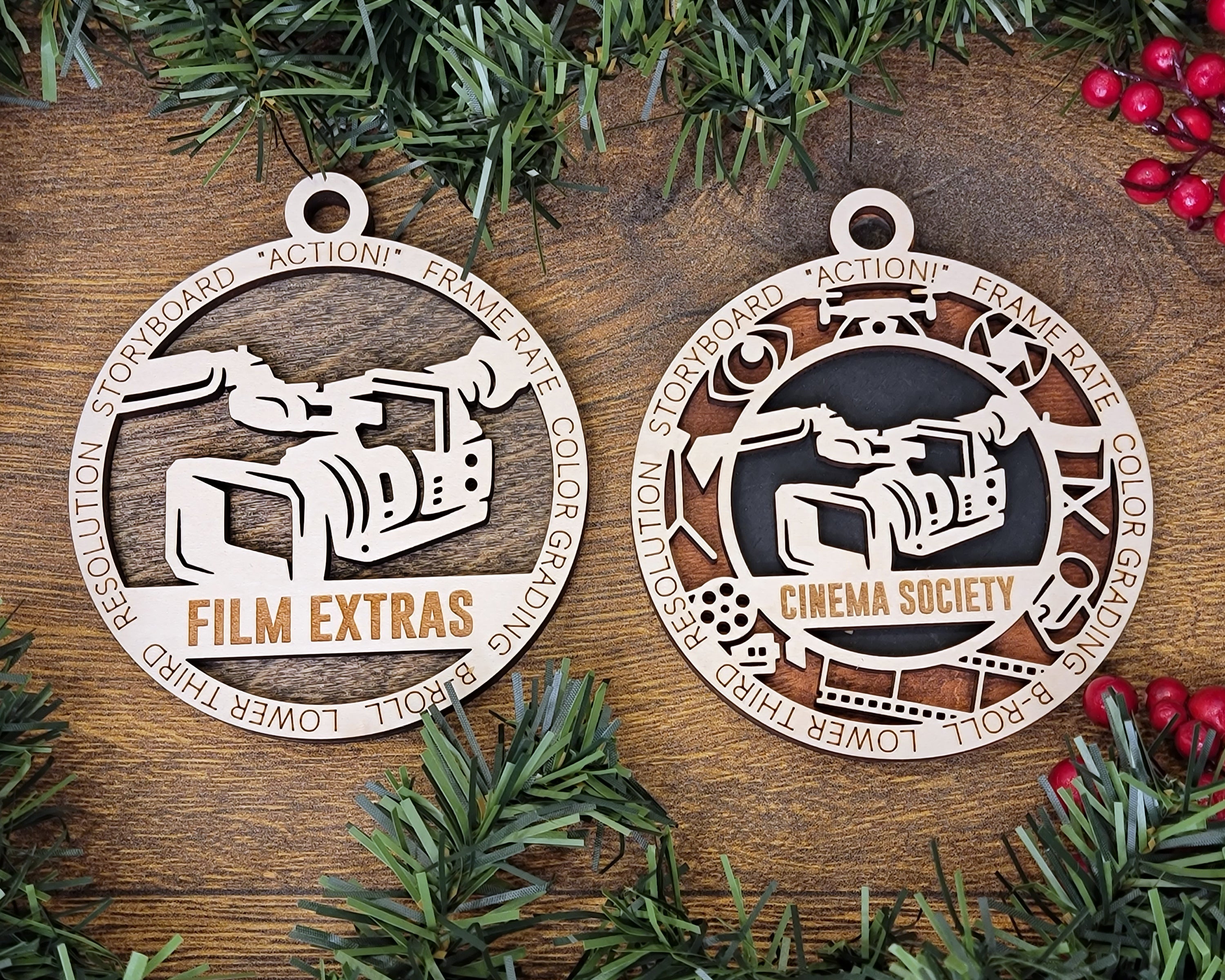 Videographer Ornament, Videographer Gifts, Gifts For Filmmakers, 2-Layer Wooden Ornament