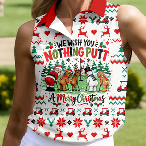 We Wish You Nothing Putt Christmas Golf Shirt, Womens Golf Clothing, Ladies Golf Tops