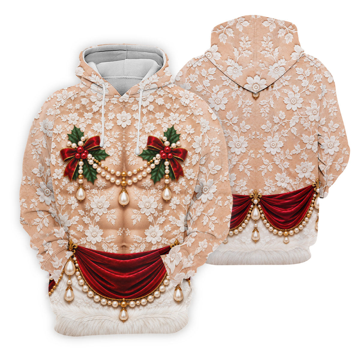 White Lace Pearls Christmas Golf Shirt, Golf Shirts For Women, Womens Golf Clothing