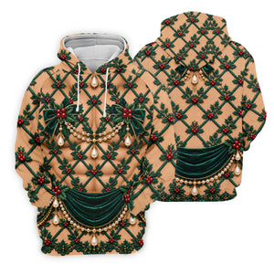 Green Holly Pearls Christmas Golf Shirt, Funny Mens Golf Shirts, Mens Golf Clothing