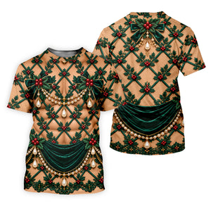 Green Holly Pearls Christmas Golf Shirt, Funny Mens Golf Shirts, Mens Golf Clothing