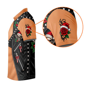 Santa Skull Biker Christmas Golf Shirt, Golf Gifts For Women, Golf Shirts For Women