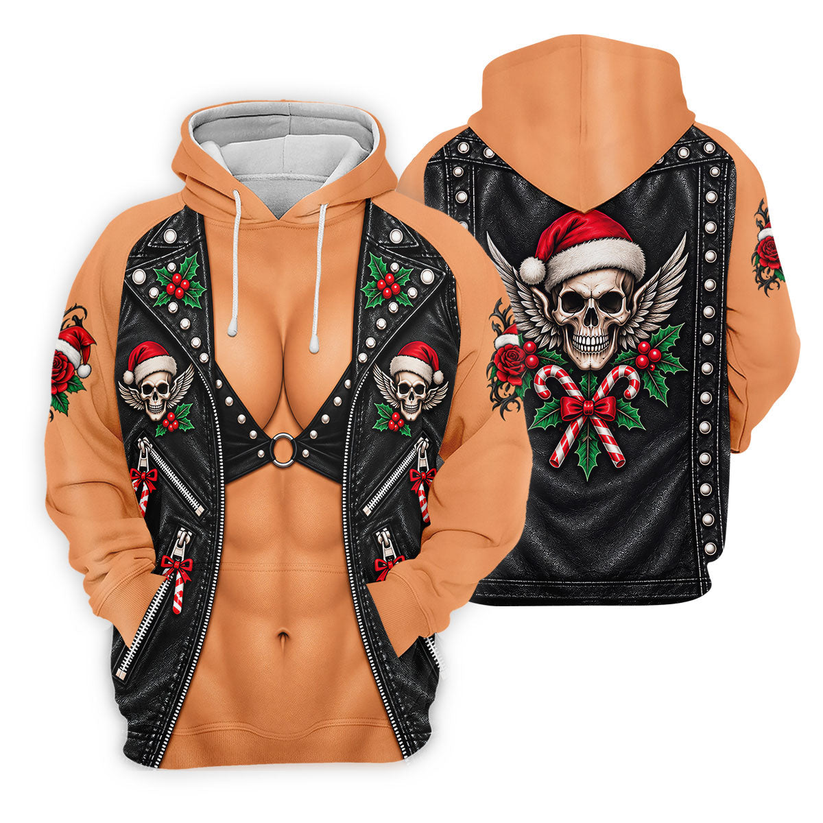 Santa Skull Biker Christmas Golf Shirt, Golf Gifts For Women, Golf Shirts For Women