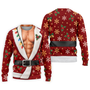 Red Muscle Santa Robe Christmas Golf Shirt, Golf Gifts For Men, Mens Golf Clothing