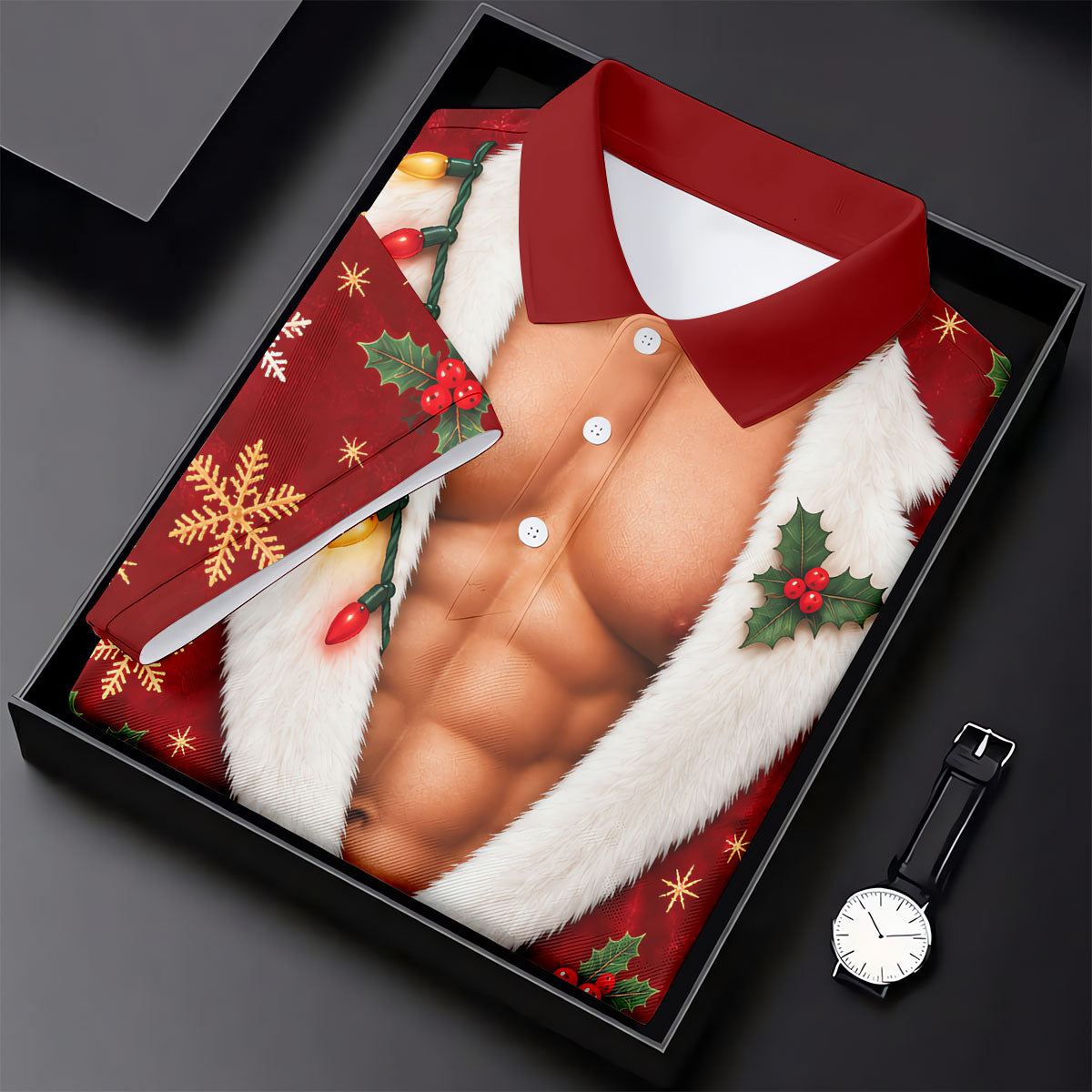 Red Muscle Santa Robe Christmas Golf Shirt, Golf Gifts For Women, Womens Golf Tops