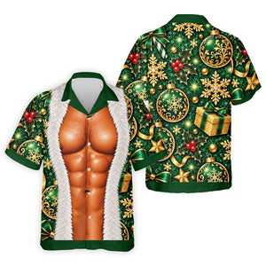 Green Muscle Santa Christmas Golf Shirt, Funny Mens Golf Shirts, Golf Gifts For Men