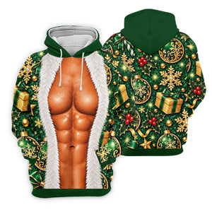 Green Muscle Santa Christmas Golf Shirt, Funny Mens Golf Shirts, Golf Gifts For Men