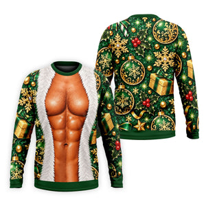 Green Muscle Santa Christmas Golf Shirt, Funny Mens Golf Shirts, Golf Gifts For Men