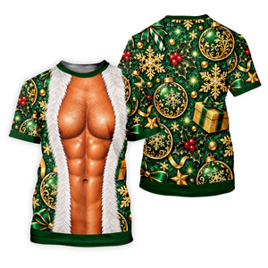 Green Muscle Santa Christmas Golf Shirt, Funny Mens Golf Shirts, Golf Gifts For Men