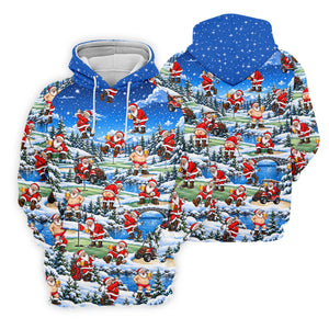 Snowy Santa Golf Pattern Christmas Golf Shirt, Womens Golf Shirts, Ladies Golf Shirts