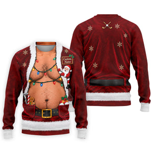 Custom Name Santa Suit Belly Christmas Golf Shirt, Mens Golf Polo, Mens Golf Shirts