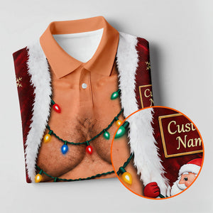 Custom Name Santa Suit Christmas Golf Shirt, Golf Gifts For Women, Ladies Golf Tops