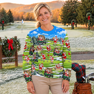 Santa Golf Course Pattern Ugly Christmas Sweater, Funny Xmas Gift, Ugly Sweater Party