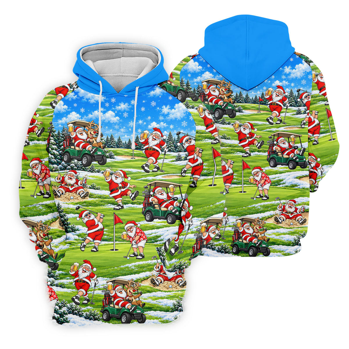 Santa Golf Course Pattern Christmas Golf Shirt, Ladies Golf Tops, Womens Golf Apparel