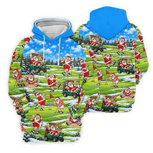 Santa Golf Course Pattern Christmas Golf Shirt, Ladies Golf Tops, Womens Golf Apparel