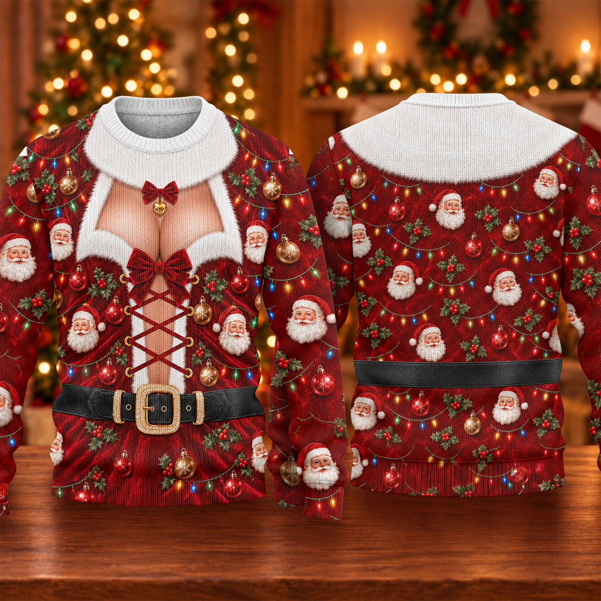 Santa Lace Up Corset Ugly Christmas Sweater, Christmas Golf Gift, Golf Lover Gifts