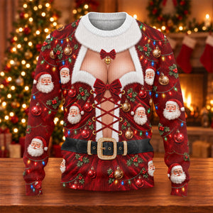 Santa Lace Up Corset Ugly Christmas Sweater, Christmas Golf Gift, Golf Lover Gifts