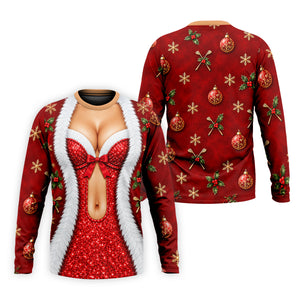 Red Sequin Fur Corset Christmas Golf Shirt, Golf Shirts For Men, Mens Golf Shirts