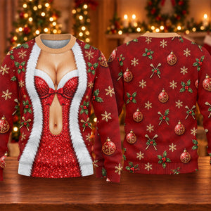 Red Sequin Corset Ugly Christmas Sweater, Funny Christmas Outfit, Golf Lover Gifts