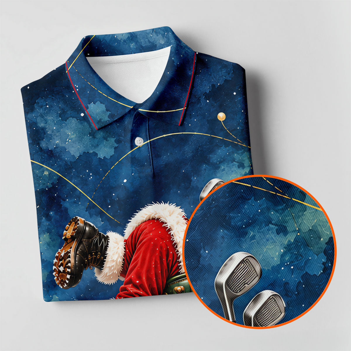 Blue Santa Golf Bag Christmas Golf Shirt, Golf Shirts For Women, Ladies Golf Shirts
