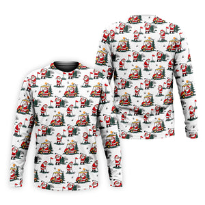 Santa Golf Cart Pattern Christmas Golf Shirt, Golf Polo For Men, Golf Shirts For Men