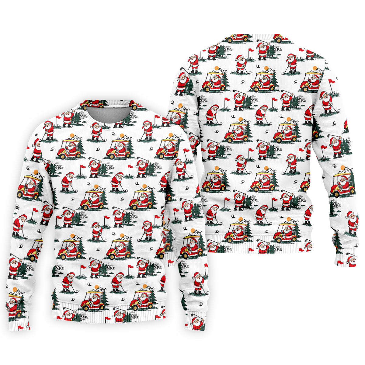 Santa Golf Cart Pattern Christmas Golf Shirt, Golf Polo For Men, Golf Shirts For Men