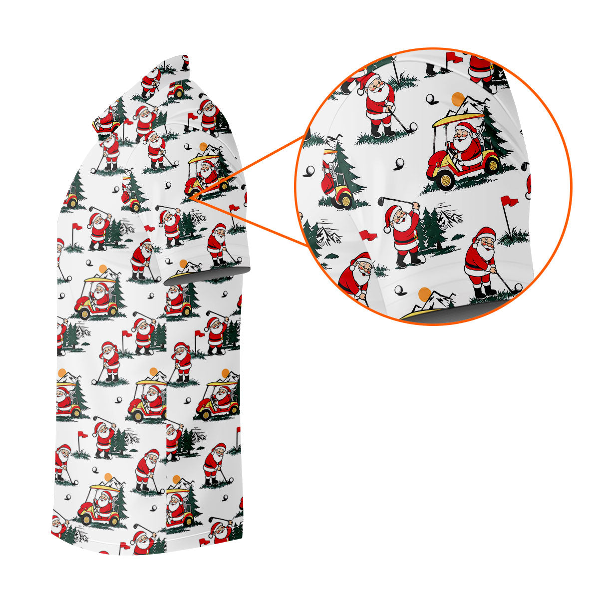 Santa Golf Cart Pattern Christmas Golf Shirt, Golf Shirts For Women, Womens Golf Tops