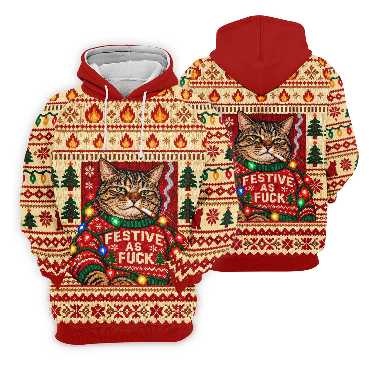 Red Festive As F*ck Cat Christmas Golf Shirt, Womens Golf Apparel, Womens Golf Shirts