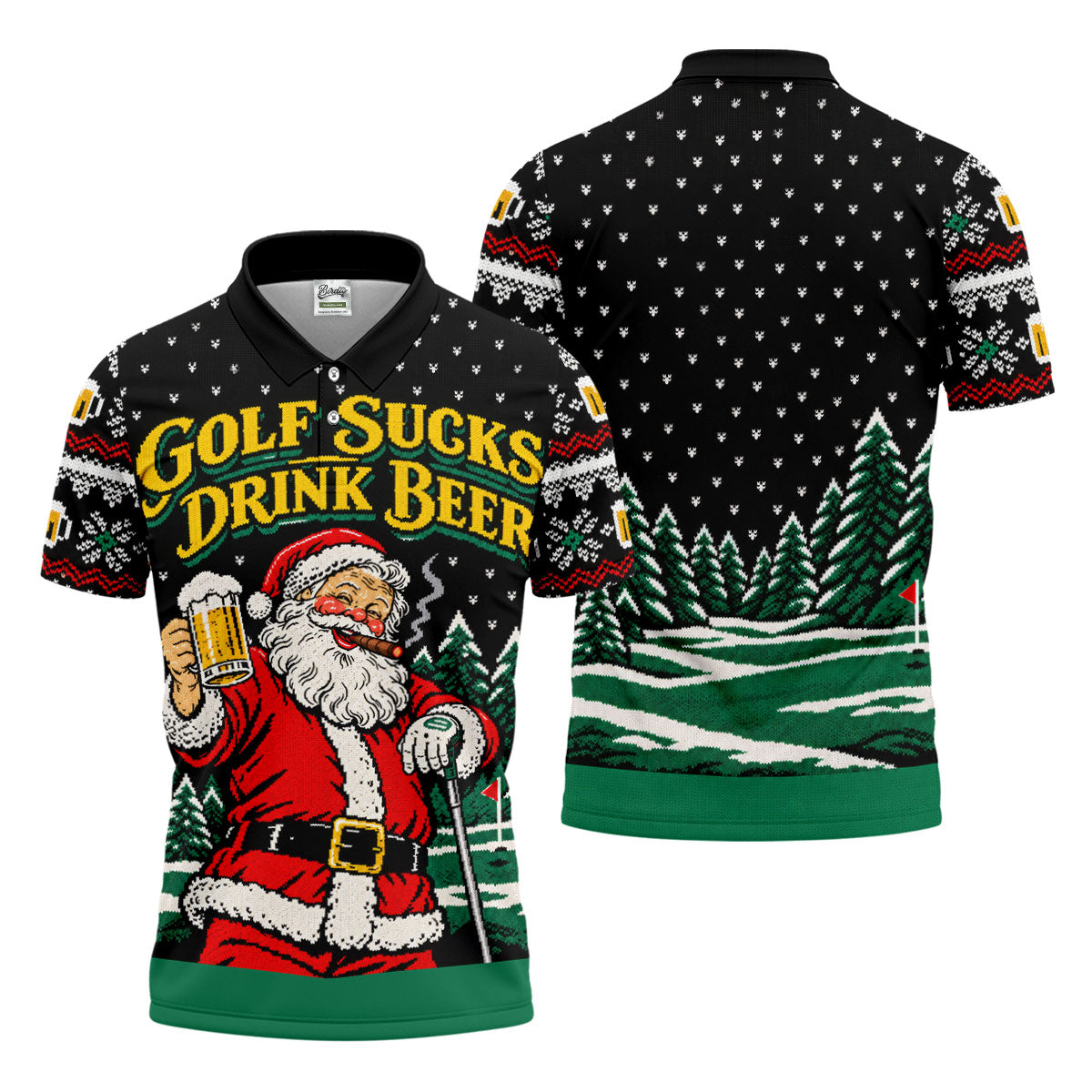 Golf Sucks Drink Beer Santa Christmas Golf Shirt, Mens Golf Polo, Golf Shirts For Men