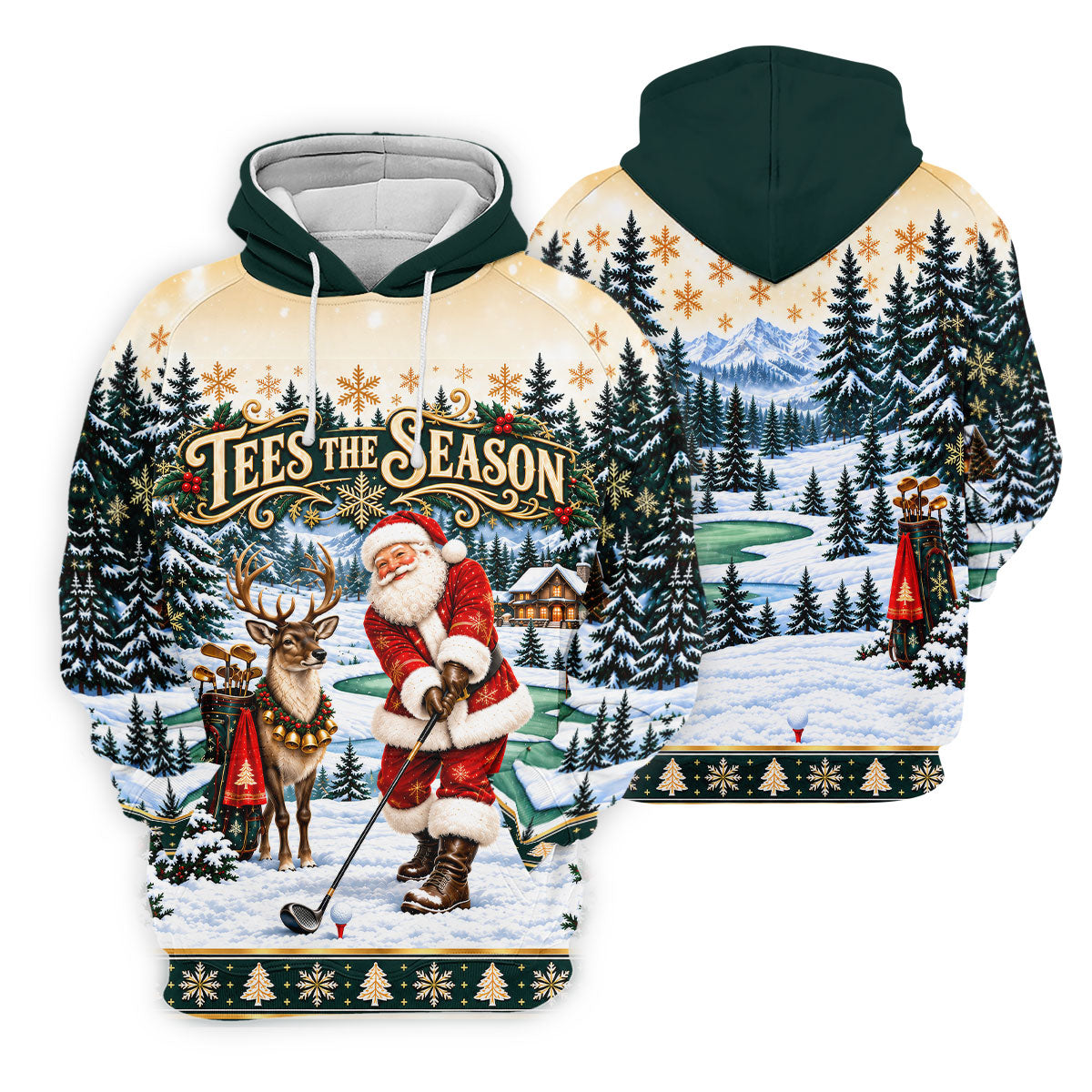 Tees The Season Santa Christmas Golf Shirt, Mens Golf Apparel, Golf Gifts For Men