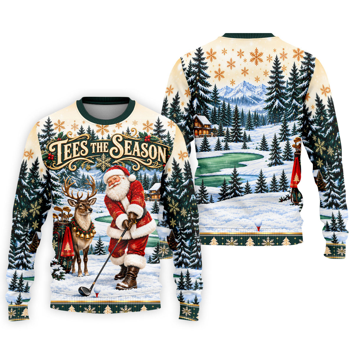 Tees The Season Santa Christmas Golf Shirt, Mens Golf Apparel, Golf Gifts For Men