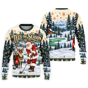 Tees The Season Santa Christmas Golf Shirt, Mens Golf Apparel, Golf Gifts For Men