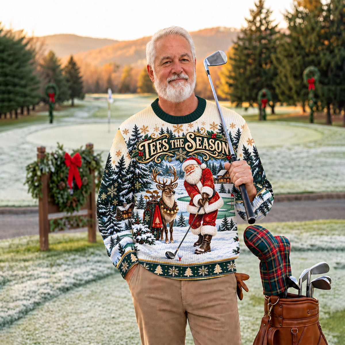Tees The Season Santa Ugly Christmas Sweater, Funny Xmas Gift, Funny Holiday Sweater