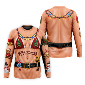 Xmas Tree Bikini Lights Christmas Golf Shirt, Mens Golf Clothing, Mens Golf Shirts