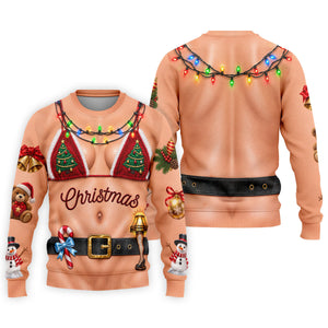 Xmas Tree Bikini Lights Christmas Golf Shirt, Mens Golf Clothing, Mens Golf Shirts