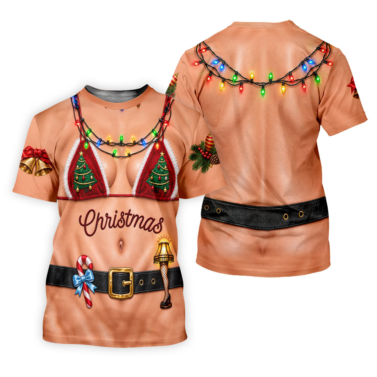 Xmas Tree Bikini Lights Christmas Golf Shirt, Mens Golf Clothing, Mens Golf Shirts