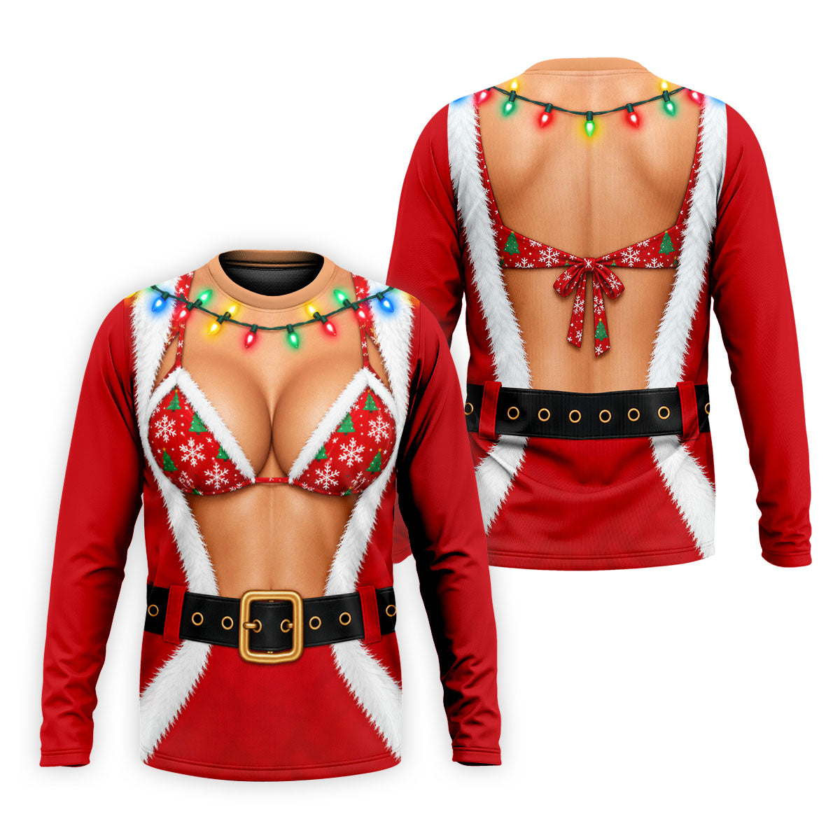 Santa Coat Bikini Lights Christmas Golf Shirt, Golf Polo For Men, Mens Golf Clothing