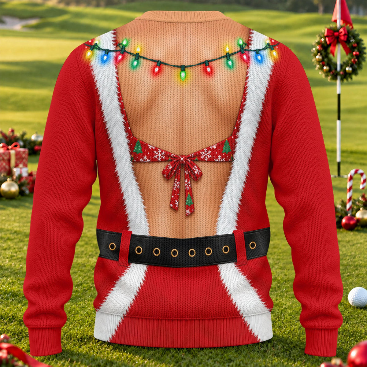 Santa Coat Bikini Ugly Christmas Sweater, Christmas Sweater Gift, Golf Lover Gifts