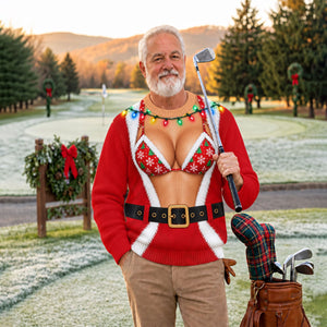 Santa Coat Bikini Ugly Christmas Sweater, Christmas Sweater Gift, Golf Lover Gifts